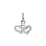 Sterling Silver Double Heart Pendant Charm with Intertwined Open Hearts, Romantic Jewelry for Women