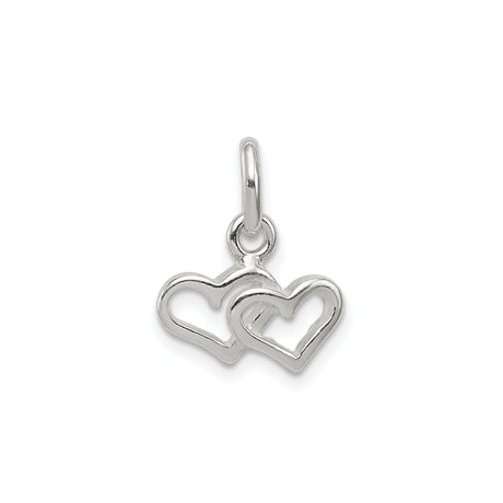 Sterling Silver Double Heart Pendant Charm with Intertwined Open Hearts, Romantic Jewelry for Women