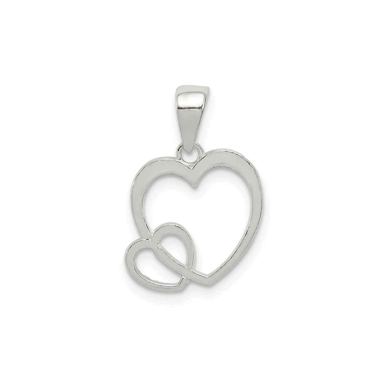 Sterling Silver Heart Pendant Necklace with Interlocking Open Hearts, Romantic Family-Inspired Jewelry