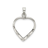 Sterling Silver Heart Pendant with Starburst Accent, Minimalist Jewelry for Women