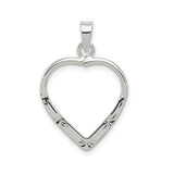 Sterling Silver Heart Pendant with Starburst Accent, Minimalist Jewelry for Women