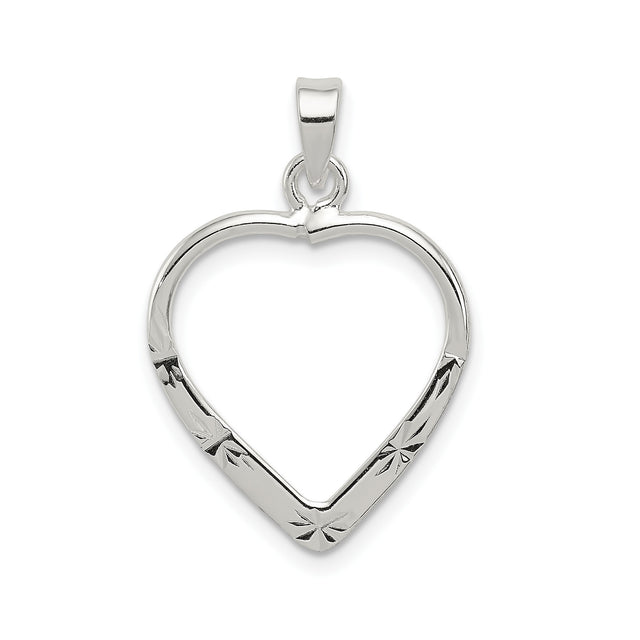 Sterling Silver Heart Pendant with Starburst Accent, Minimalist Jewelry for Women