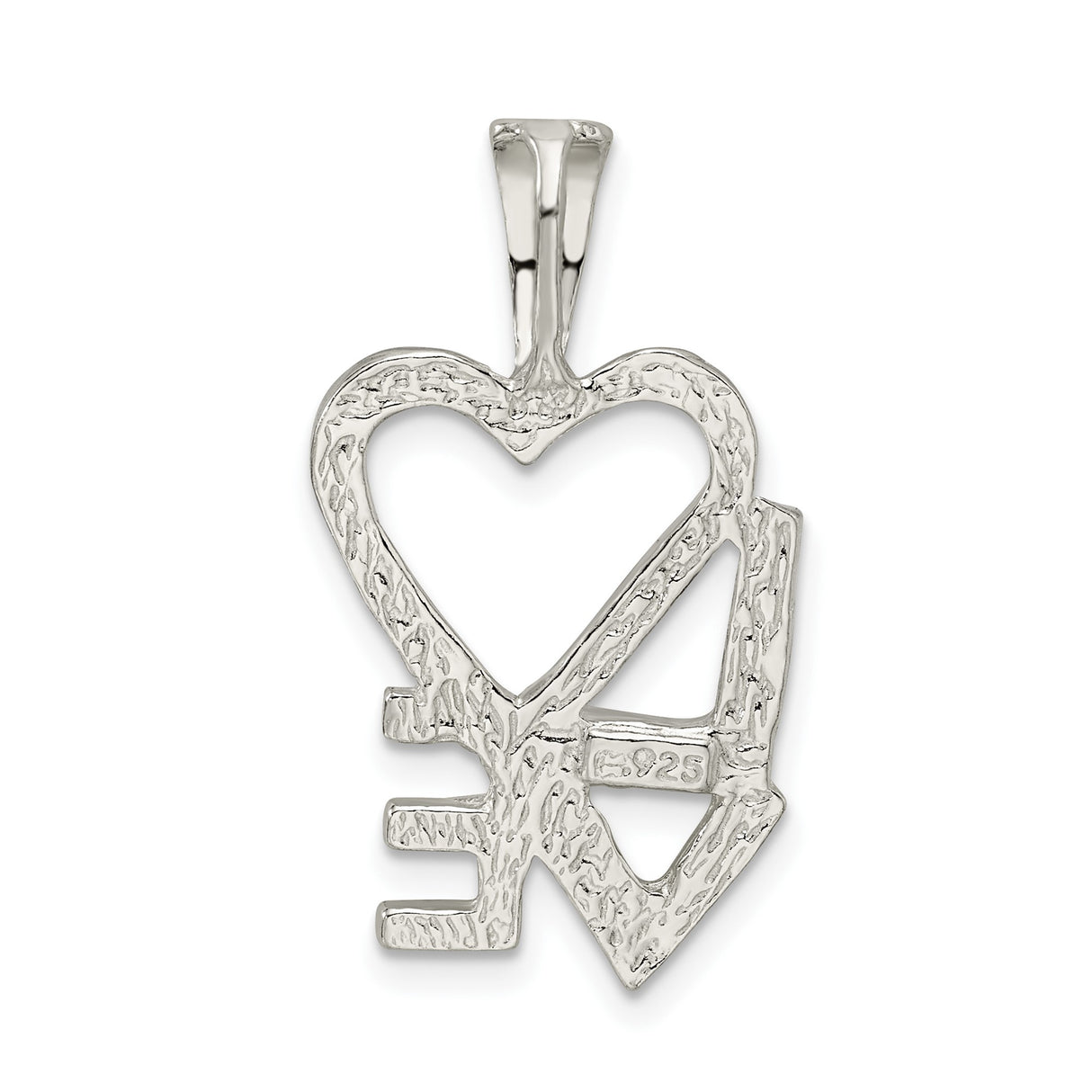 Sterling Silver Pendant with Heart-Shaped Love Charm, Romantic Theme for Women or Unisex Wear