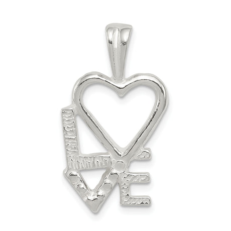 Sterling Silver Pendant with Heart-Shaped Love Charm, Romantic Theme for Women or Unisex Wear