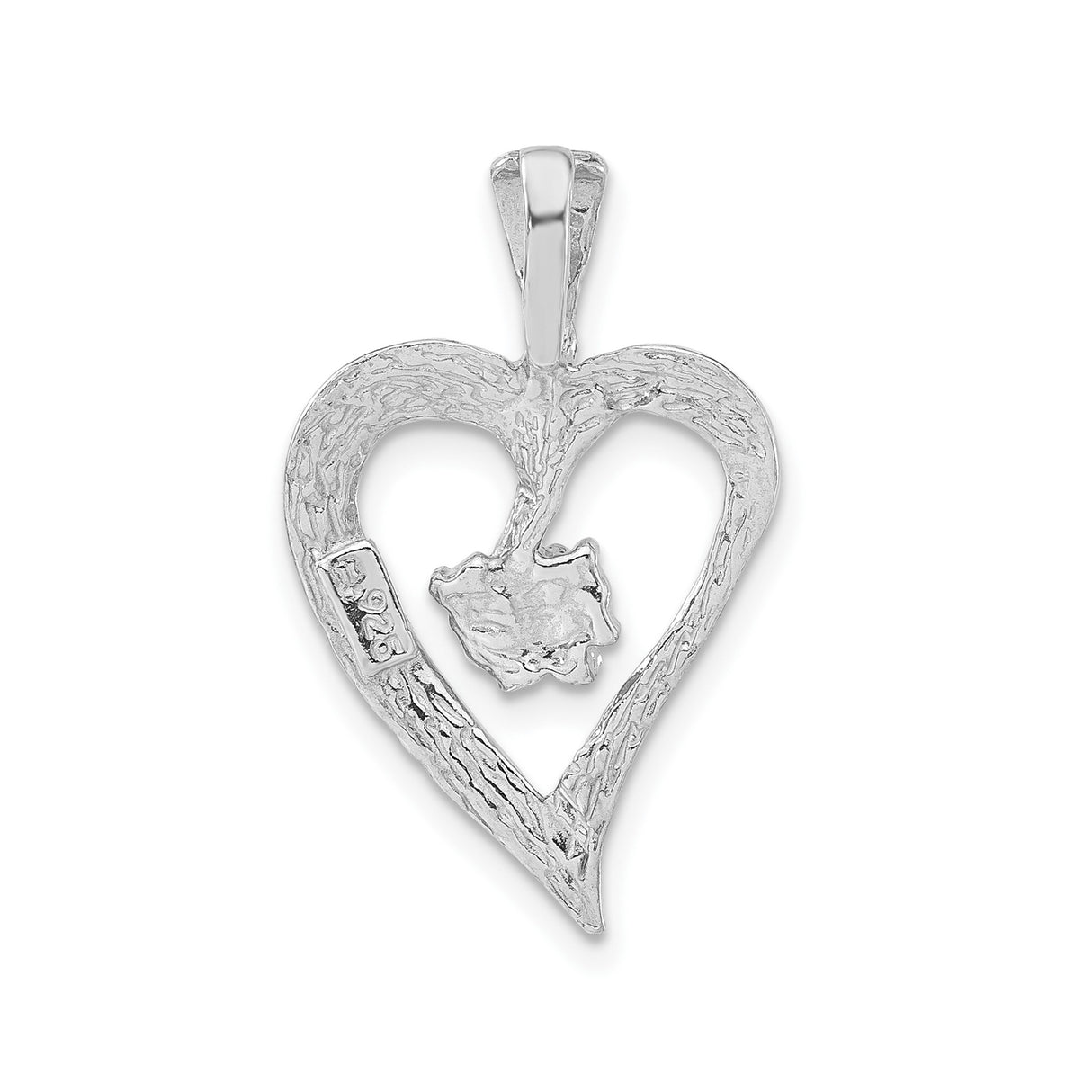 Sterling Silver Heart Pendant with Butterfly Design, Textured Open Heart Jewelry for Women