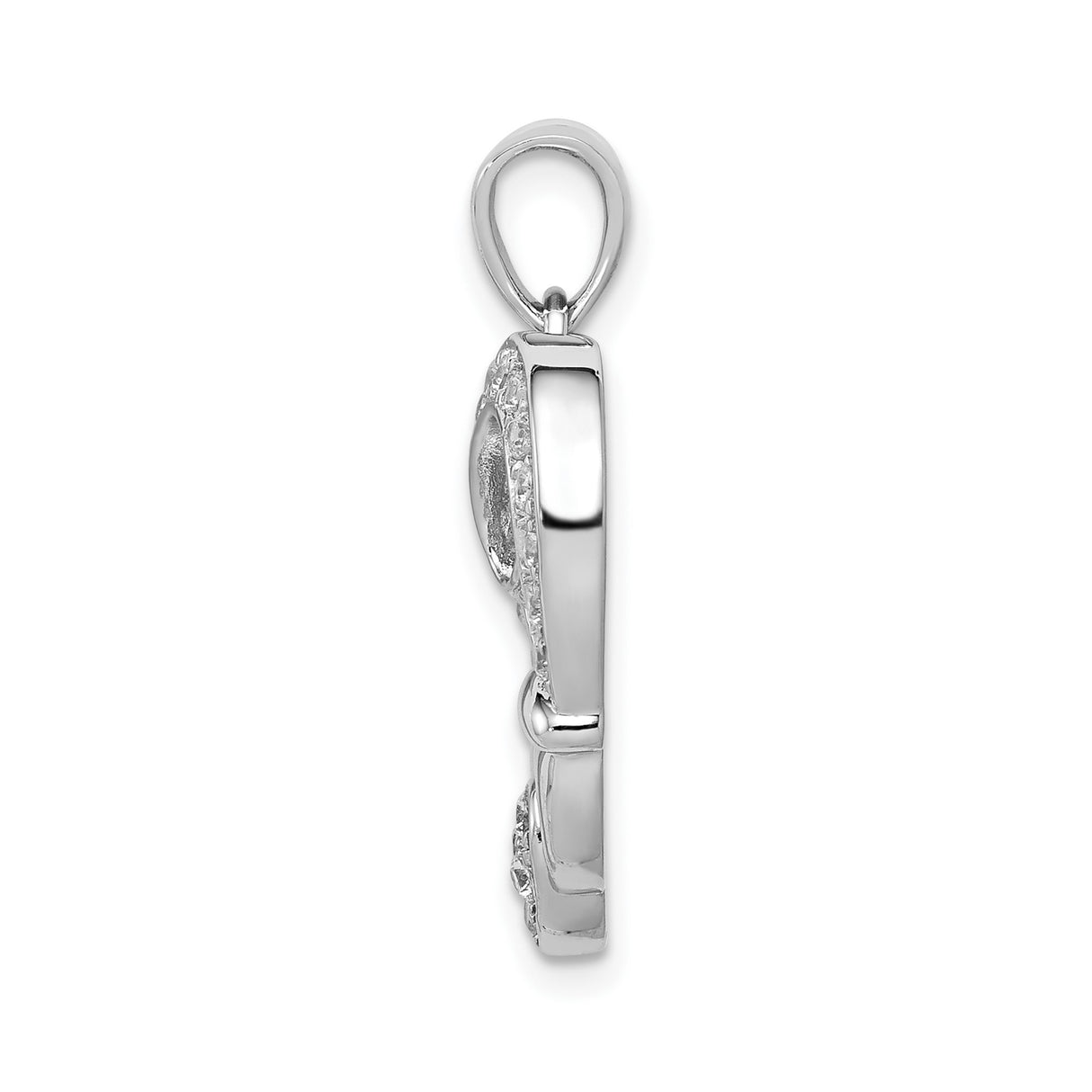 Sterling Silver Heart Pendant with Intertwined Double Heart Design and Cubic Zirconia Accents