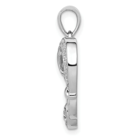 Sterling Silver Heart Pendant with Intertwined Double Heart Design and Cubic Zirconia Accents