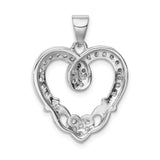 Sterling Silver Heart Pendant with Intertwined Double Heart Design and Cubic Zirconia Accents