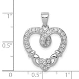 Sterling Silver Heart Pendant with Intertwined Double Heart Design and Cubic Zirconia Accents