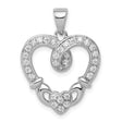 Sterling Silver Heart Pendant with Intertwined Double Heart Design and Cubic Zirconia Accents