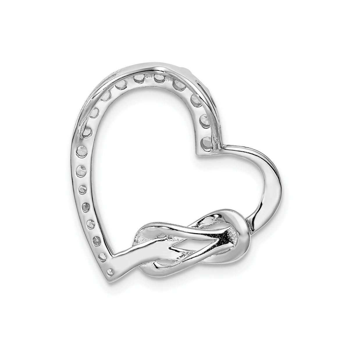 Sterling Silver Heart Pendant with Cubic Zirconia, Intertwined Love Knot Design for Women