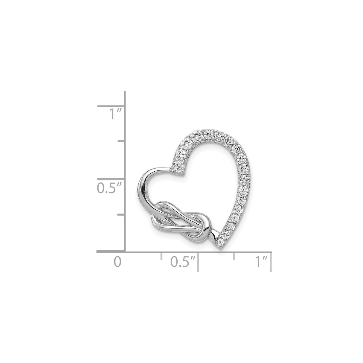 Sterling Silver Heart Pendant with Cubic Zirconia, Intertwined Love Knot Design for Women