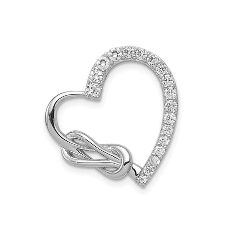 Sterling Silver Heart Pendant with Cubic Zirconia, Intertwined Love Knot Design for Women