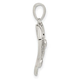 Sterling Silver Heart Pendant with Cubic Zirconia Accents and Open Heart Design