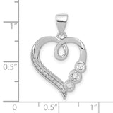 Sterling Silver Heart Pendant with Cubic Zirconia Accents and Open Heart Design