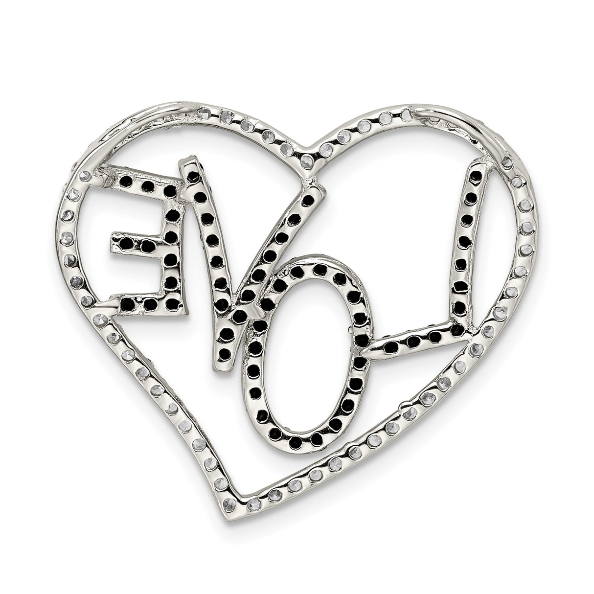 Sterling Silver Heart Pendant with Cubic Zirconia, LOVE Design, Romantic Jewelry for Women