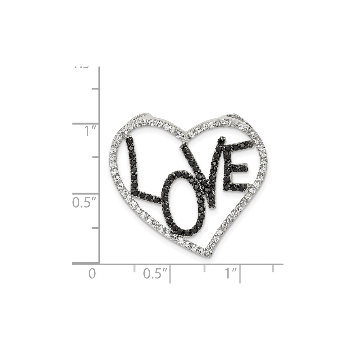 Sterling Silver Heart Pendant with Cubic Zirconia, LOVE Design, Romantic Jewelry for Women