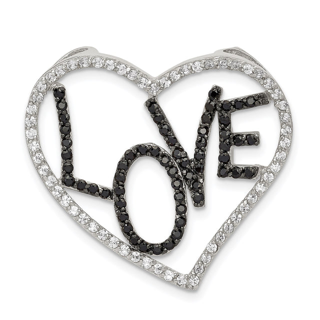 Sterling Silver Heart Pendant with Cubic Zirconia, LOVE Design, Romantic Jewelry for Women