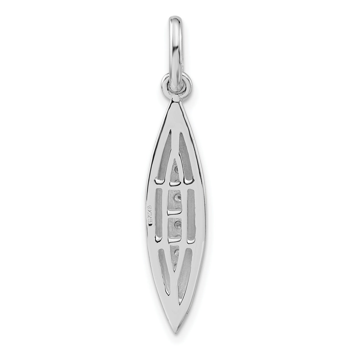 Sterling Silver Ichthys Pendant with Cubic Zirconia, Marquise Design, Christian Faith Jewelry