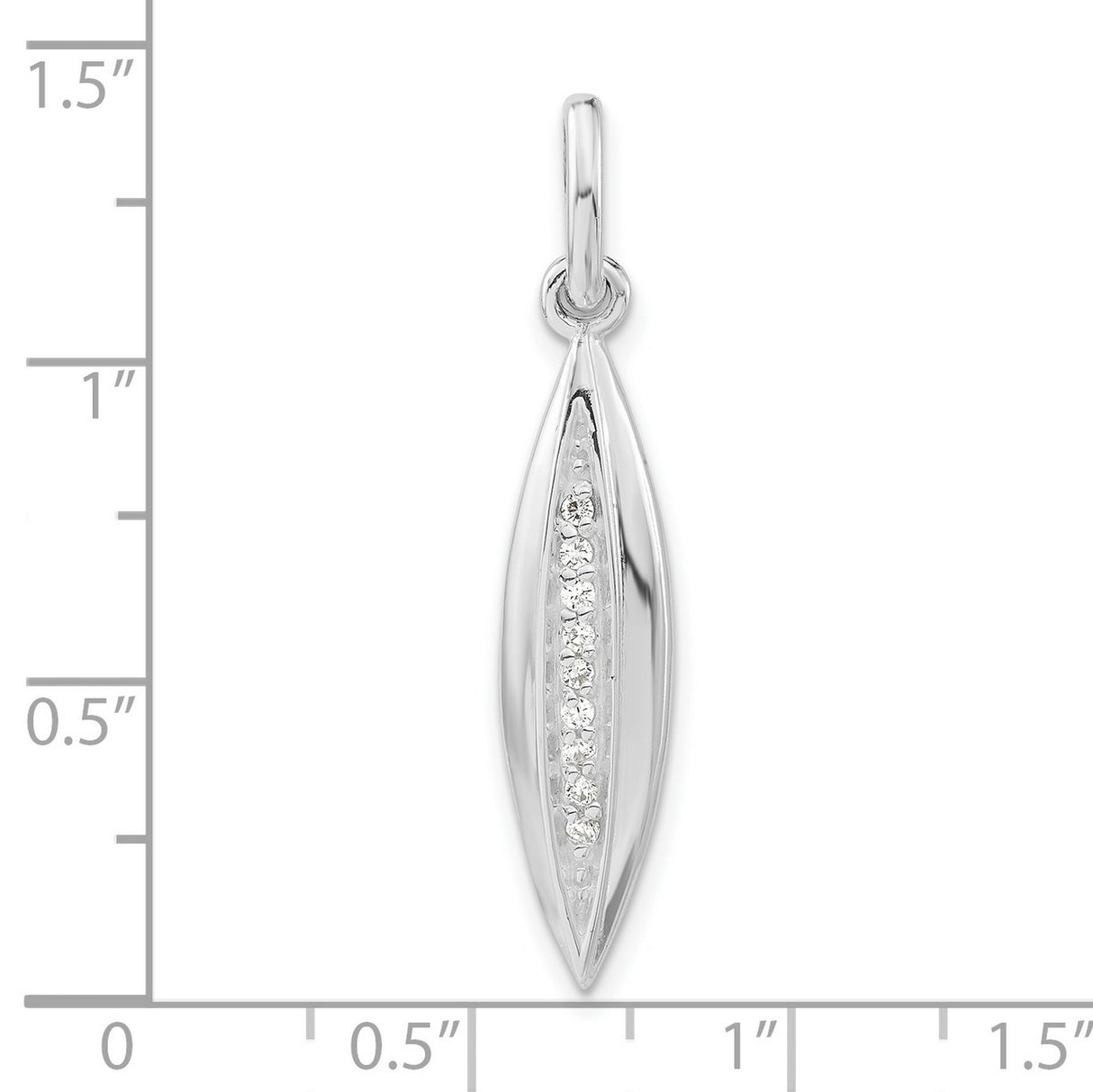 Sterling Silver Ichthys Pendant with Cubic Zirconia, Marquise Design, Christian Faith Jewelry