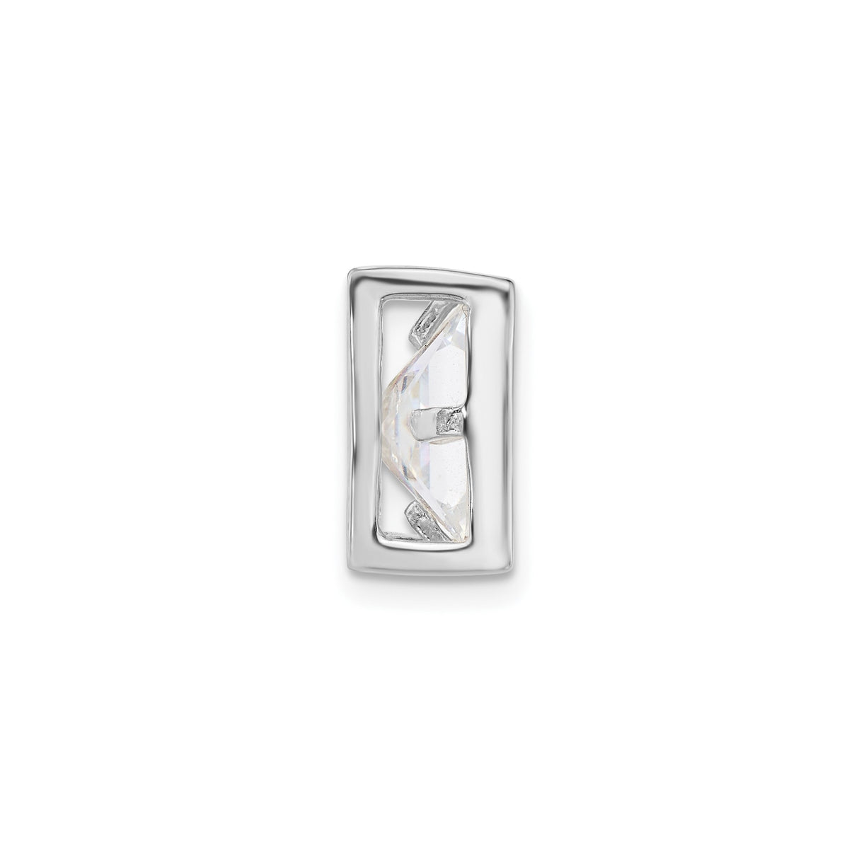 Sterling Silver Square Charm Pendant with Princess Cut Cubic Zirconia, Geometric Minimalist Jewelry