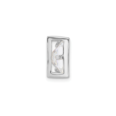 Sterling Silver Square Charm Pendant with Princess Cut Cubic Zirconia, Geometric Minimalist Jewelry