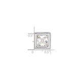 Sterling Silver Square Charm Pendant with Princess Cut Cubic Zirconia, Geometric Minimalist Jewelry