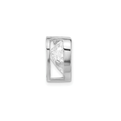 Sterling Silver Heart Charm with Cubic Zirconia, Romantic Pendant Jewelry for Women