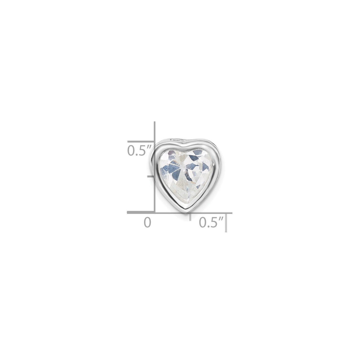 Sterling Silver Heart Charm with Cubic Zirconia, Romantic Pendant Jewelry for Women