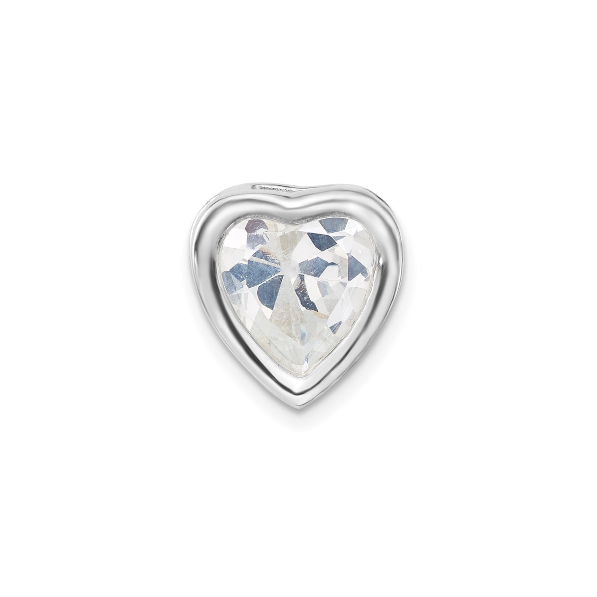 Sterling Silver Heart Charm with Cubic Zirconia, Romantic Pendant Jewelry for Women