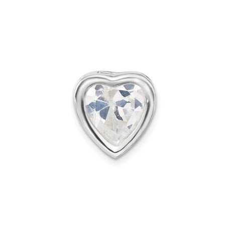 Sterling Silver Heart Charm with Cubic Zirconia, Romantic Pendant Jewelry for Women