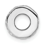 Sterling Silver Charm Bead with Cubic Zirconia, Grid Pattern, Modern Design
