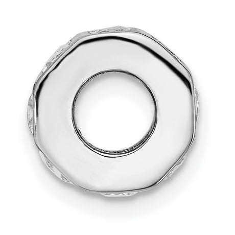 Sterling Silver Charm Bead with Cubic Zirconia, Grid Pattern, Modern Design