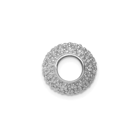 Sterling Silver Charm Bead with Cubic Zirconia, Sparkling Pavé Slide Design, Round Spacer Style