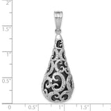 Teardrop Charm Pendant in Real 925 Sterling Silver