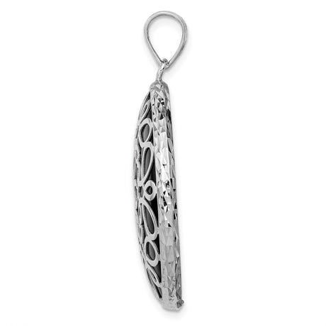 Sterling Silver Pendant with Onyx, Mandala Floral Design, Antique Style for Women