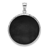 Sterling Silver Pendant with Onyx, Mandala Floral Design, Antique Style for Women