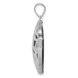 Fancy Diamond Cut Onyx Charm Pendant in Real 925 Sterling Silver