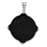 Fancy Diamond Cut Onyx Charm Pendant in Real 925 Sterling Silver