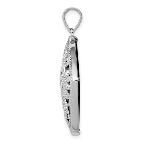 Textured and Onyx Charm Pendant in Real 925 Sterling Silver