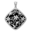 Textured and Onyx Charm Pendant in Real 925 Sterling Silver