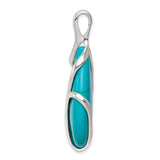 Sterling Silver Teardrop Pendant with Synthetic Turquoise, Boho Curved Design for Women