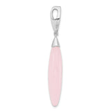 Sterling Silver Pendant with Marquise Pink Cubic Zirconia and Pavé Accents, Feminine Chic Design