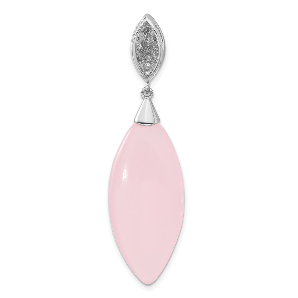 Sterling Silver Pendant with Marquise Pink Cubic Zirconia and Pavé Accents, Feminine Chic Design