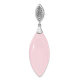 Sterling Silver Pendant with Marquise Pink Cubic Zirconia and Pavé Accents, Feminine Chic Design