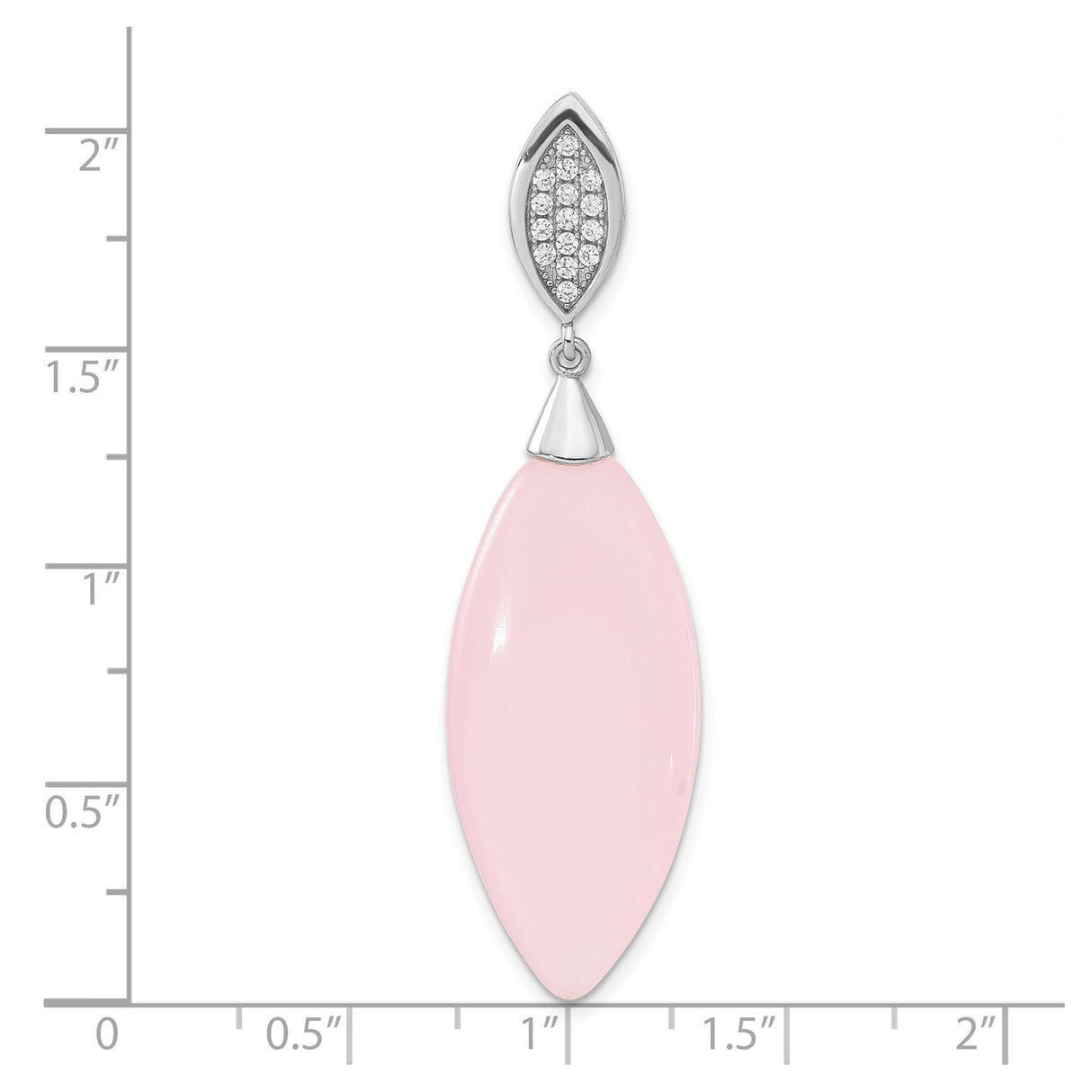 Sterling Silver Pendant with Marquise Pink Cubic Zirconia and Pavé Accents, Feminine Chic Design