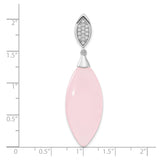 Sterling Silver Pendant with Marquise Pink Cubic Zirconia and Pavé Accents, Feminine Chic Design