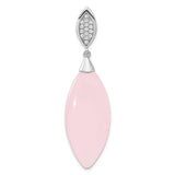Sterling Silver Pendant with Marquise Pink Cubic Zirconia and Pavé Accents, Feminine Chic Design