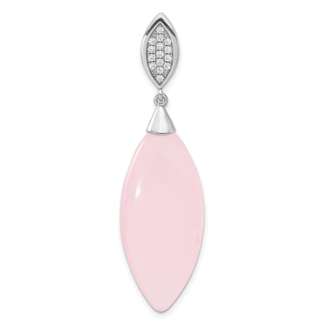 Sterling Silver Pendant with Marquise Pink Cubic Zirconia and Pavé Accents, Feminine Chic Design