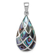 Sterling Silver Teardrop Pendant with Abalone Shell Mosaic, Boho Beach Style